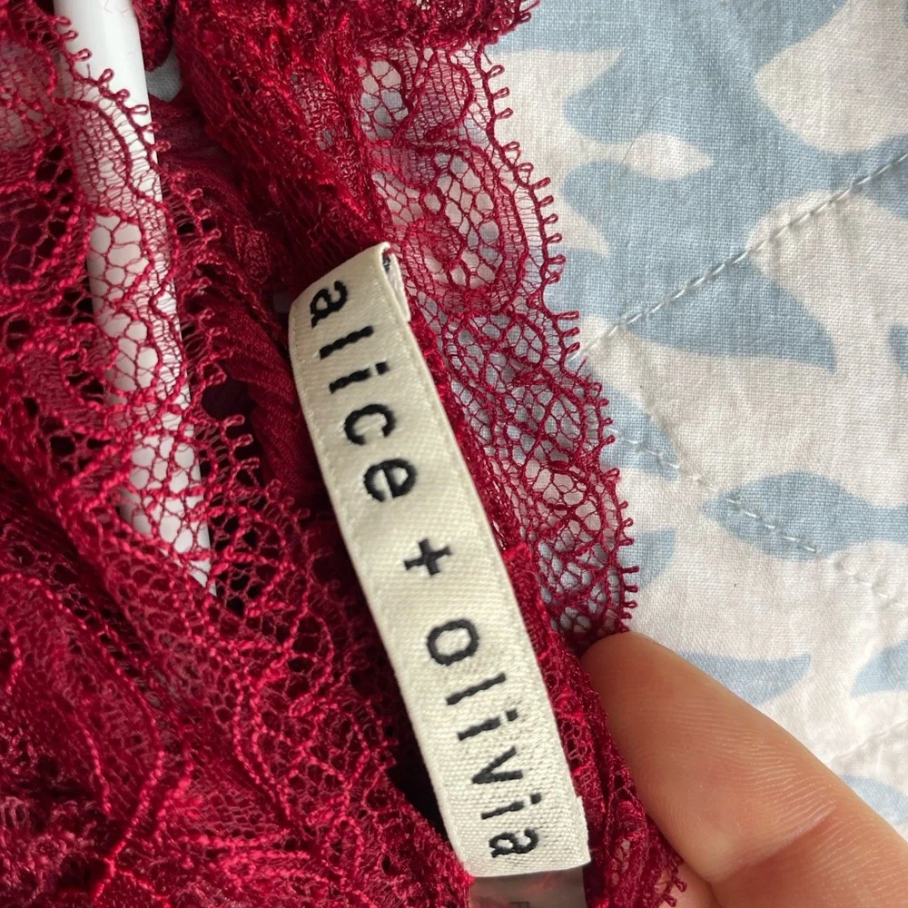 Alice + Olivia Burgundy Lace Blouse - Picture 5 of 7